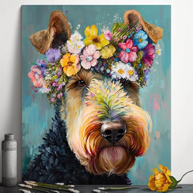 Airedale Terrier Abstract floral painting Poster (Creator Uploaded)