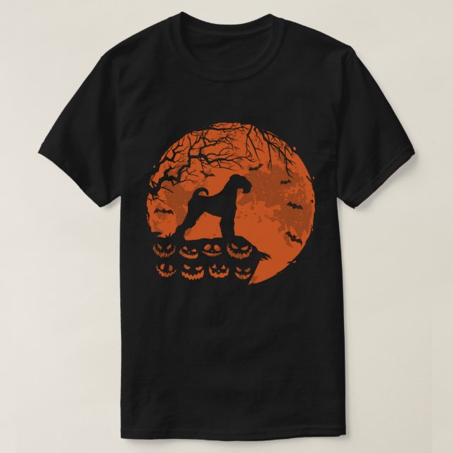 Airedale Terrier And Moon Halloween Dog Lover Gift T-Shirt (Design Front)