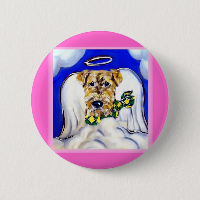 Airedale Terrier Angel 6 Cm Round Badge (Front)