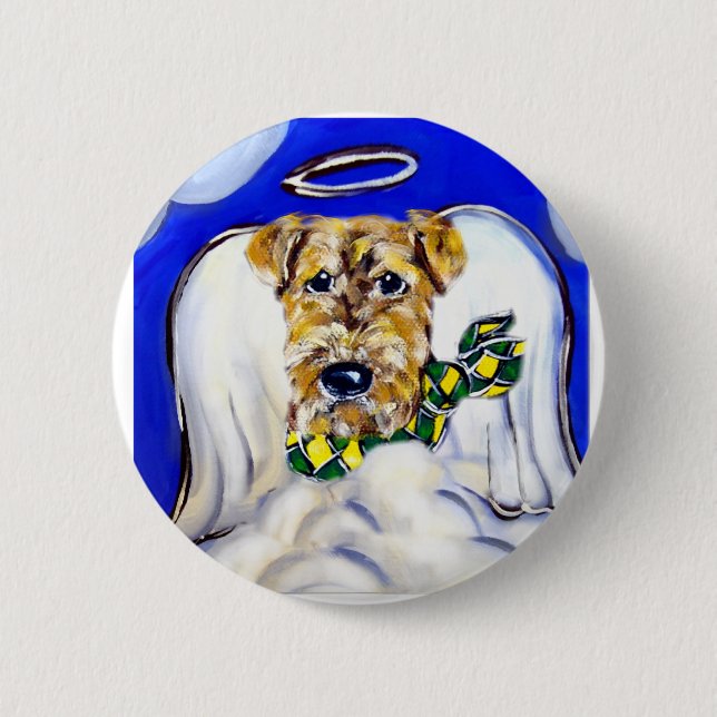 Airedale Terrier Angel 6 Cm Round Badge (Front)