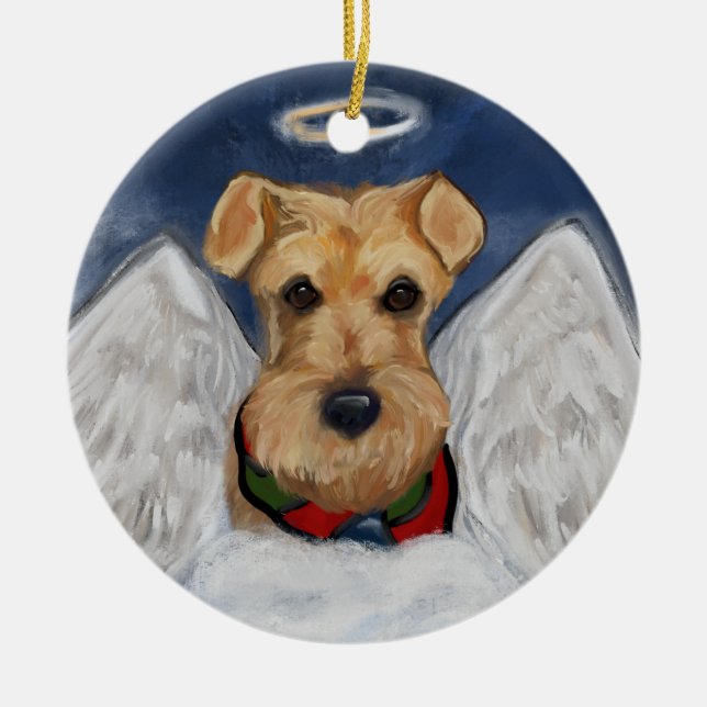 Airedale Terrier Angel Ceramic Ornament (Front)