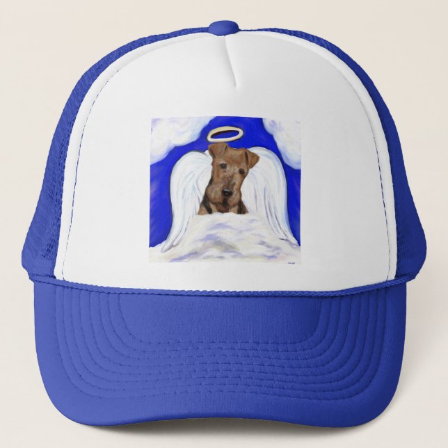 Airedale Terrier Angel Trucker Hat (Front)