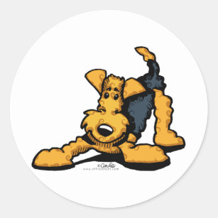 Airedale Terrier at Play Classic Round Sticker