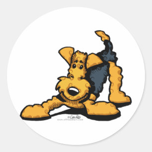 Airedale Terrier at Play Classic Round Sticker