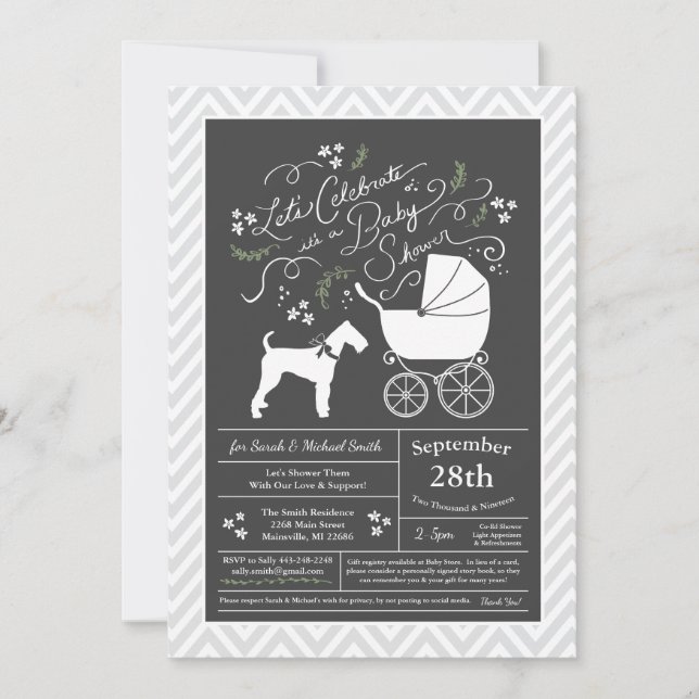 Airedale Terrier Baby Shower Gender Neutral Invitation (Front)