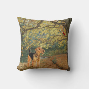 Airedale Terrier Birdwatching Cushion