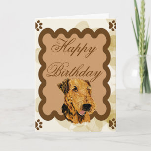Airedale Terrier ~ Birthday Tan Leaves Card