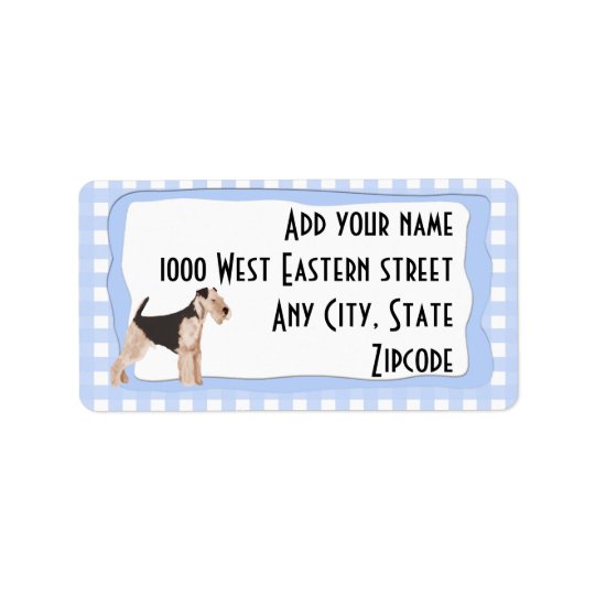 Airedale Terrier Blue Gingham Address Label