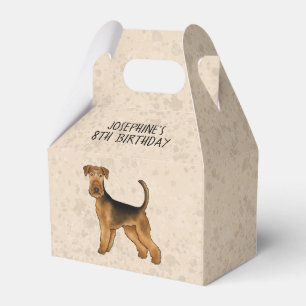 Airedale Terrier Cartoon Dog On Beige With Text Favour Box