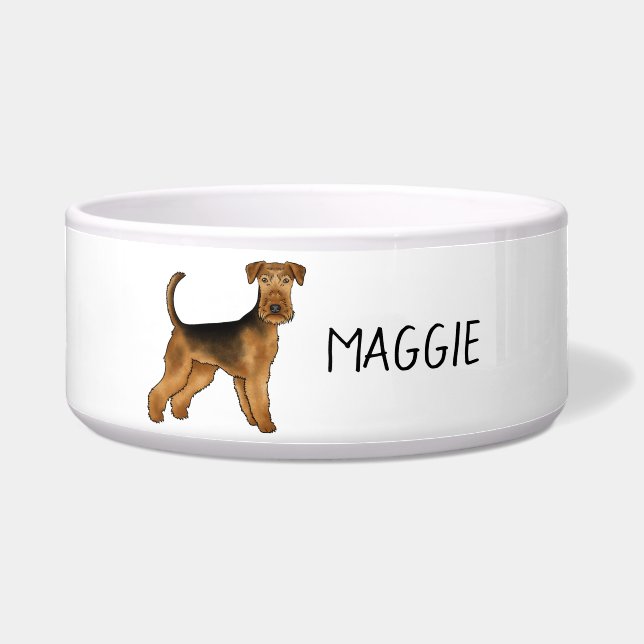 Airedale Terrier Cartoon Dog With Custom Pet Name (Front)