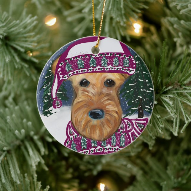 AIREDALE TERRIER    CERAMIC ORNAMENT (Tree)