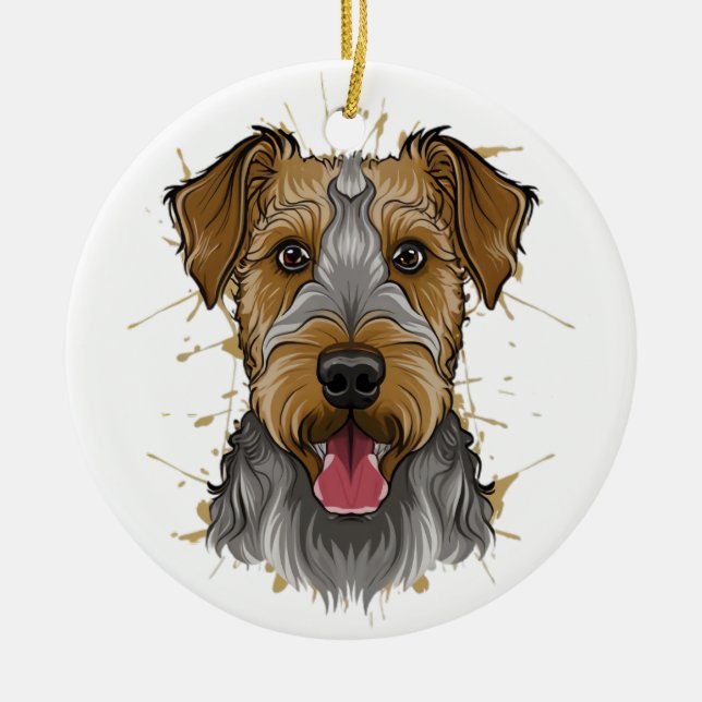airedale terrier ceramic ornament (Front)