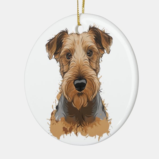 airedale terrier ceramic ornament (Left)