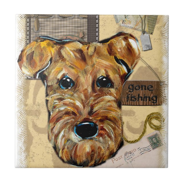 AIREDALE TERRIER CERAMIC TILE (Front)