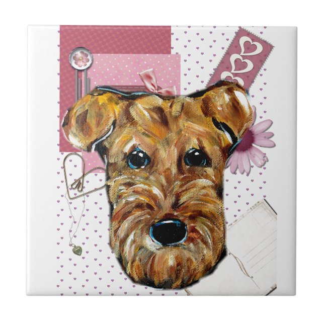 AIREDALE TERRIER CERAMIC TILE (Front)