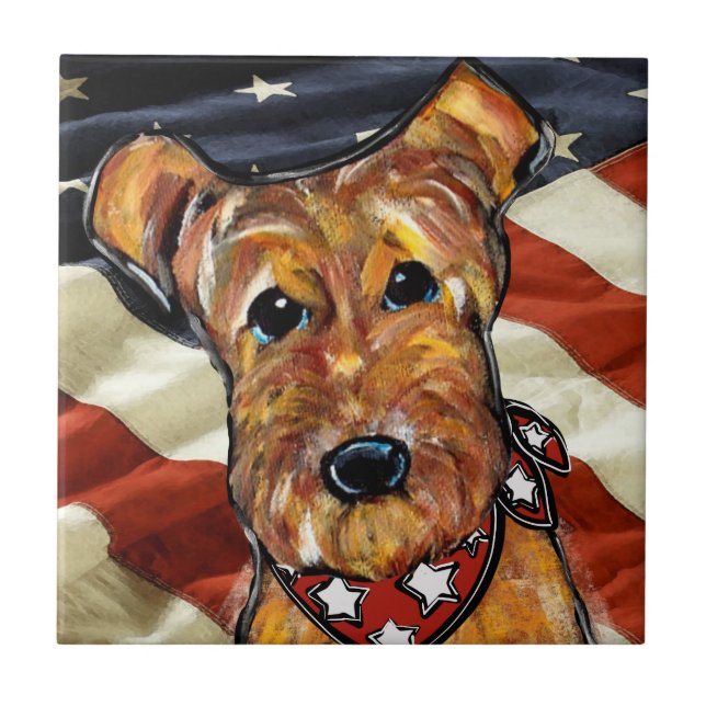 AIREDALE TERRIER CERAMIC TILE (Front)