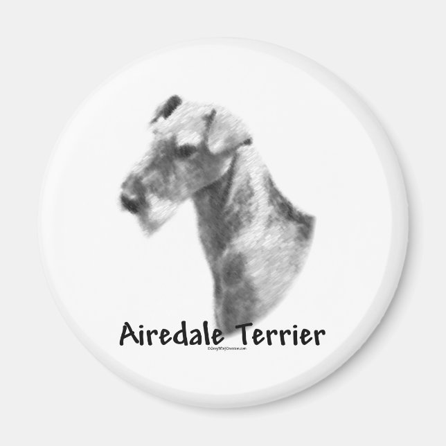 Airedale Terrier Charcoal Magnet (Front)