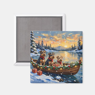 Airedale Terrier Christmas Boat Holiday Magnet