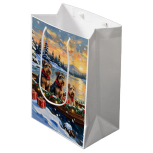 Airedale Terrier Christmas Boat Holiday Medium Gift Bag