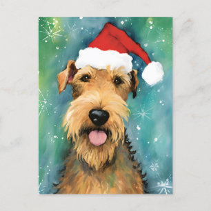 Airedale Terrier Christmas brush painting artwork Postcard