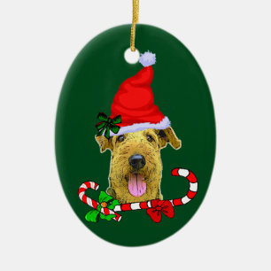 Airedale Terrier Christmas Ceramic Ornament
