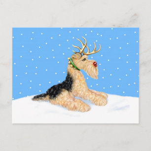 Airedale Terrier Christmas Dale Deer Holiday Postcard