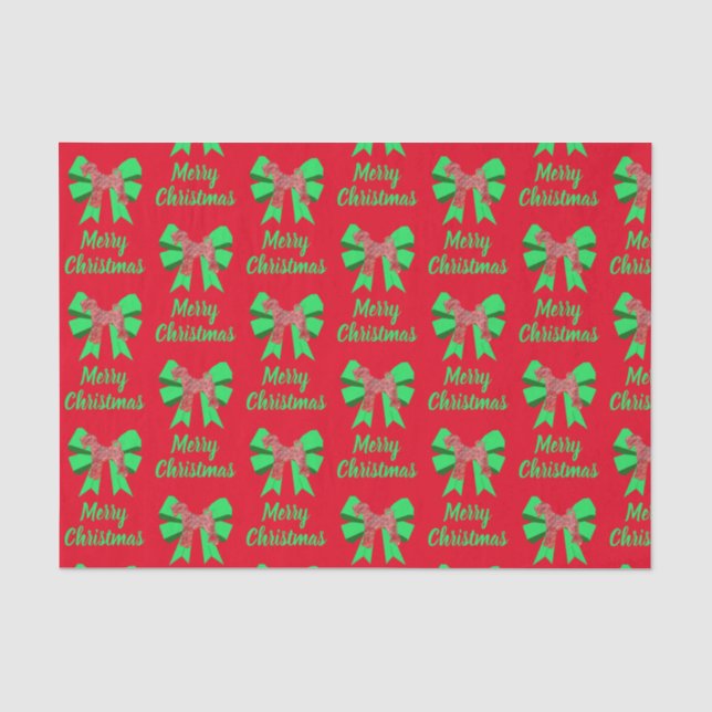 Airedale Terrier Christmas Dog & Green Bow Tissue Paper (Front)