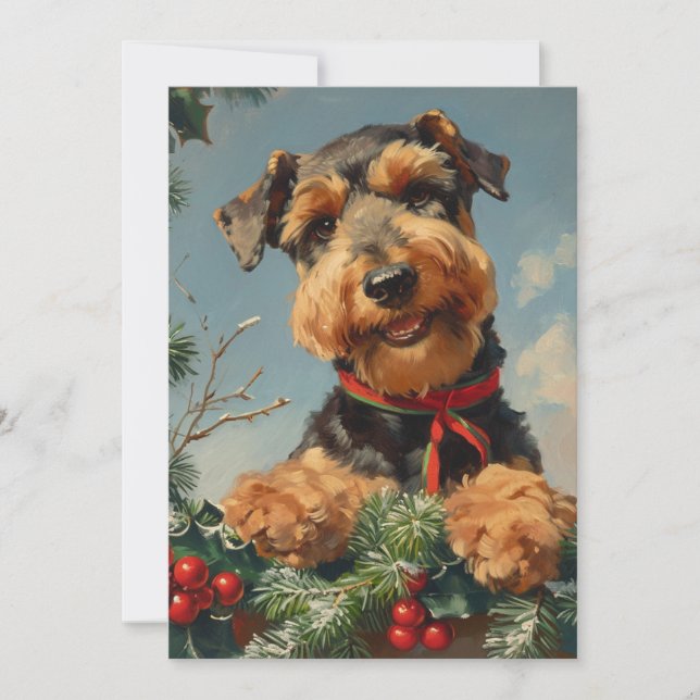 Airedale Terrier Christmas  Holiday Card (Front)