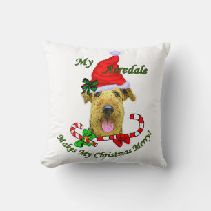 Airedale Terrier Christmas Merry Cushion
