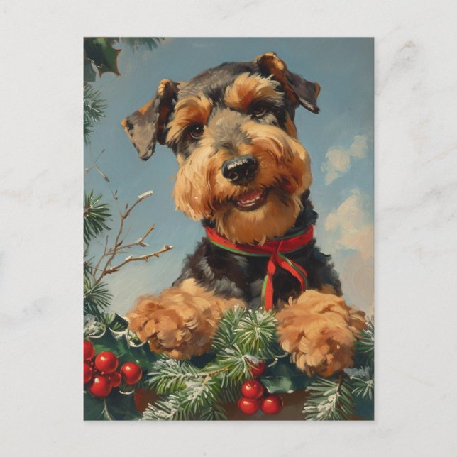 Airedale Terrier Christmas  Postcard (Front)