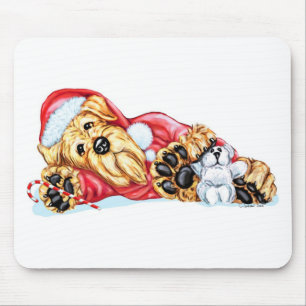 Airedale Terrier Christmas Waiting for Santa Mouse Pad