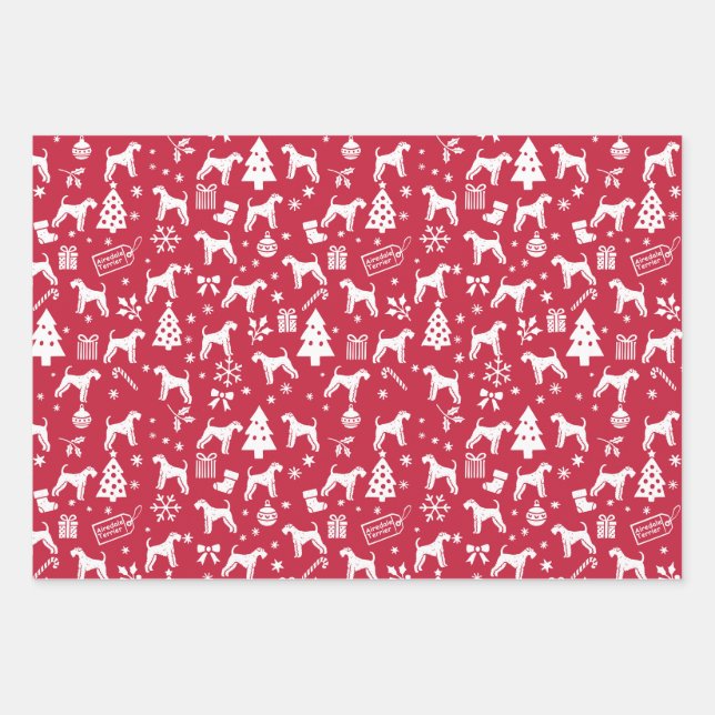 Airedale Terrier Christmas Wrapping Paper Sheet (Front)
