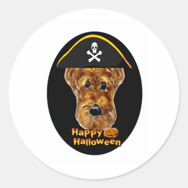 AIREDALE TERRIER CLASSIC ROUND STICKER (Front)