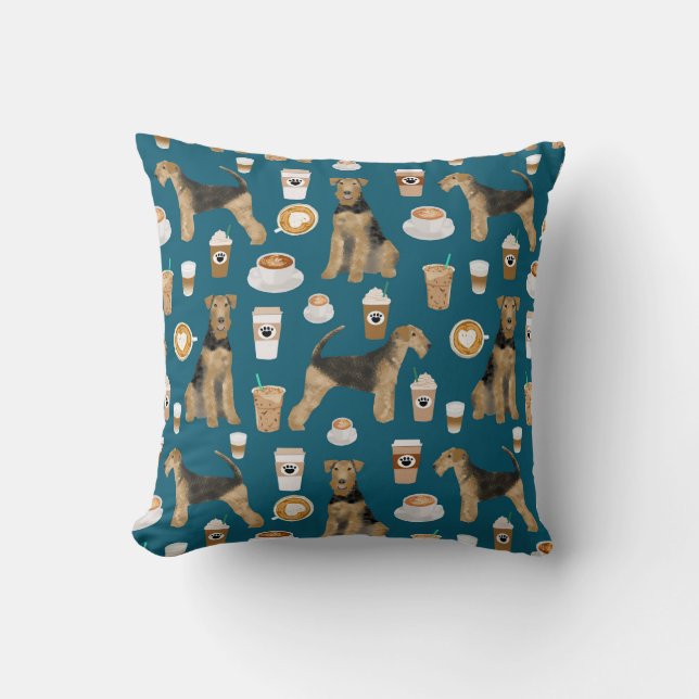 Airedale Terrier Coffee print pillow (Front)