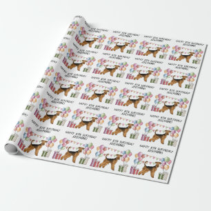 Airedale Terrier Colourful Pastel Happy Birthday Wrapping Paper