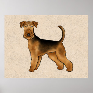 Airedale Terrier Cute Cartoon Dog Bingley Terrier Poster
