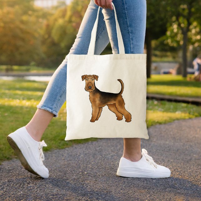 Airedale Terrier Cute Cartoon Dog Bingley Terrier Tote Bag (Please note: This image is a digital mockup. The product may not be in scale.)
