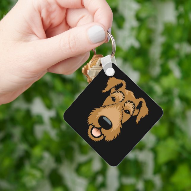 Airedale Terrier Cute Puppy Dog Face  Key Ring (Hand)