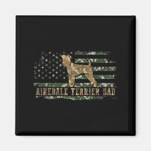 Airedale Terrier Dad Camo American Flag Camouflage Magnet