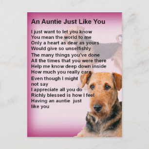 Airedale Terrier Design -  Auntie poem Postcard