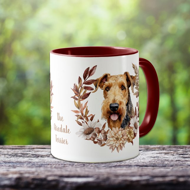 Airedale Terrier Dog Autumn Wreath Mug (Creator Uploaded)