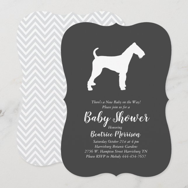 Airedale Terrier Dog Baby Shower Gender Neutral Invitation (Front/Back)