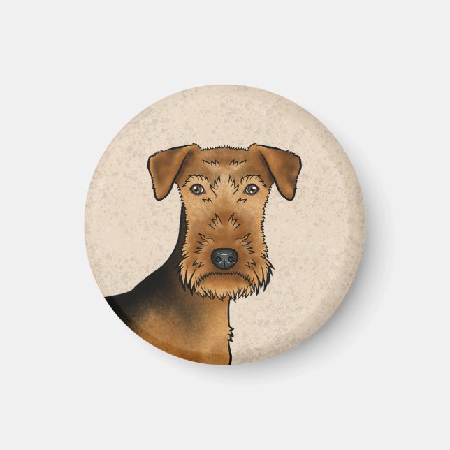 Airedale Terrier Dog Bingley Terrier Dog Head Magnet (Front)