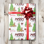 Airedale Terrier Dog, Bird, and Christmas Tree Wrapping Paper<br><div class="desc">The repeated pattern on this cute Christmas wrapping paper is an image of an Airedale Terrier Dog wearing a red Christmas scarf. The dog sits among brightly wrapped gift packages beside a decorated Christmas tree. A bullfinch bird is landing on the tree. Stylised red and black buffalo plaid text says...</div>