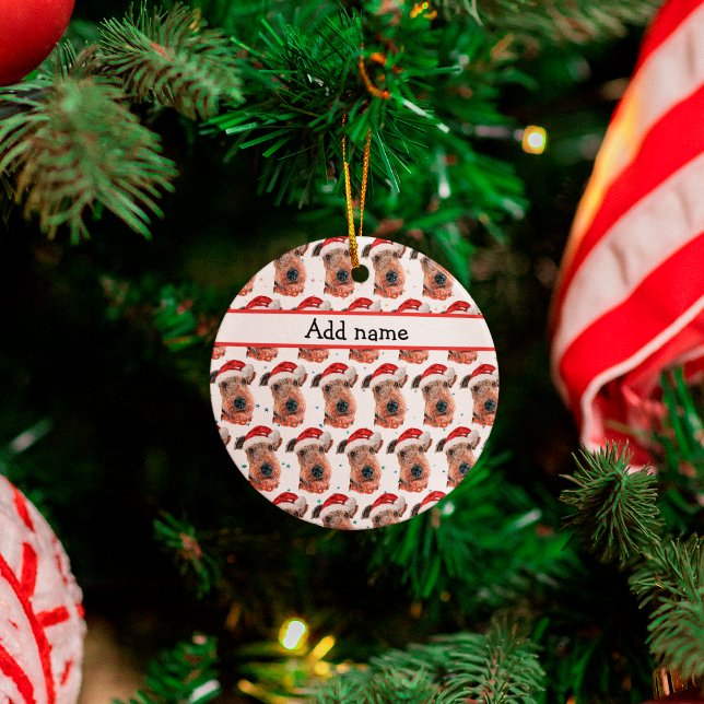 Airedale Terrier Dog Breed Christmas Ceramic Ornament (Creator Uploaded)