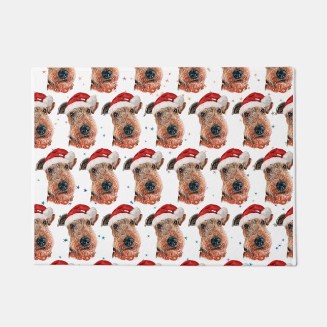 Airedale Terrier Dog Breed Christmas Doormat (Front)