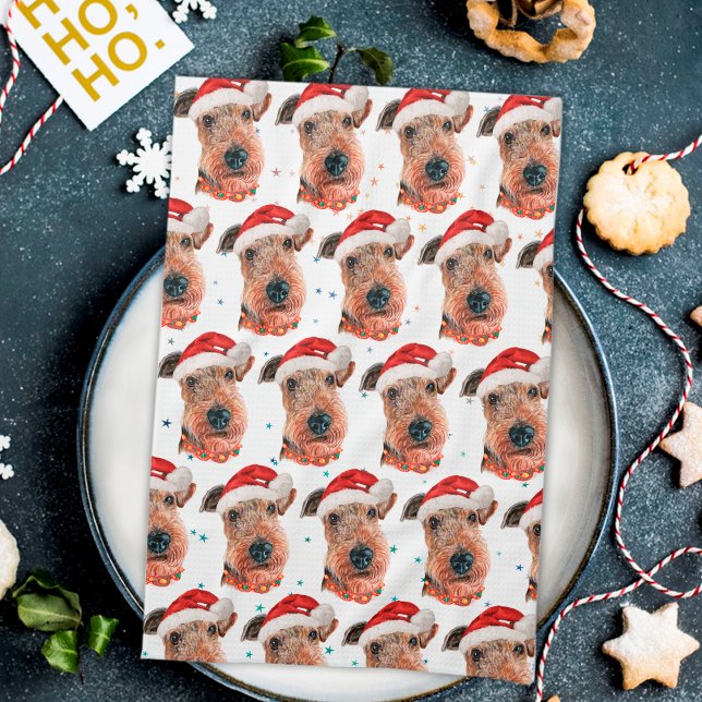 Airedale Terrier Dog Breed Christmas Tea Towel (Creator Uploaded)