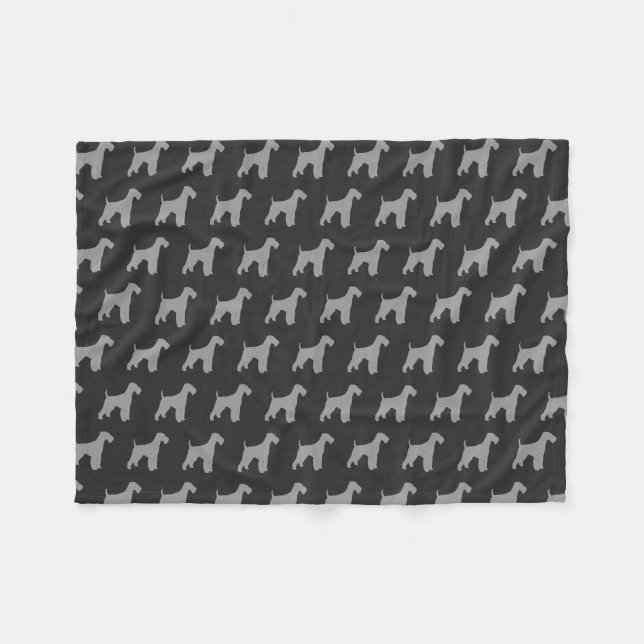 Airedale Terrier Dog Breed Silhouettes Pattern Fleece Blanket (Front (Horizontal))