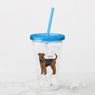 Airedale terrier dog cartoon illustration acrylic tumbler