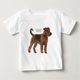 Airedale terrier dog cartoon illustration baby T-Shirt